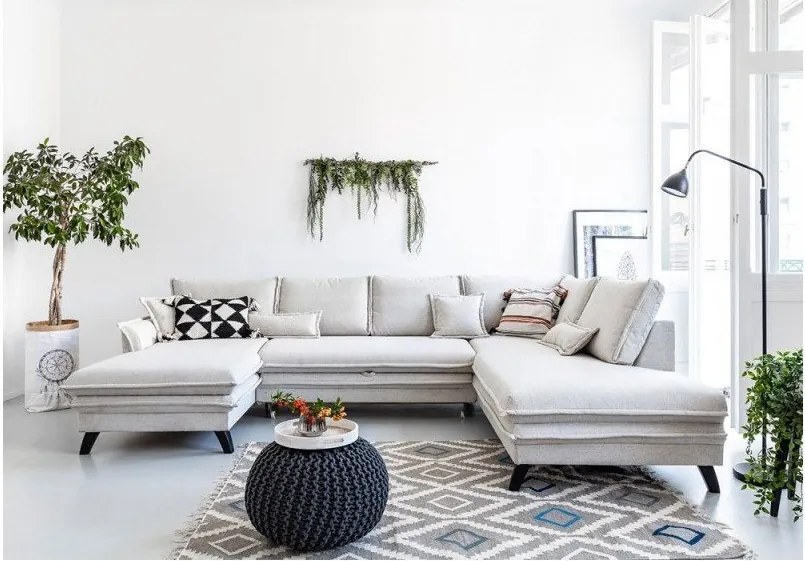 Бежов разтегателен ъглов диван (десен ъгъл/"U" форма) Charming Charlie – Miuform