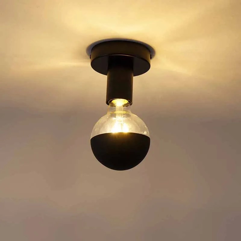 Дизайнерска таванна лампа черна с G95 рефлектор черен - Facile