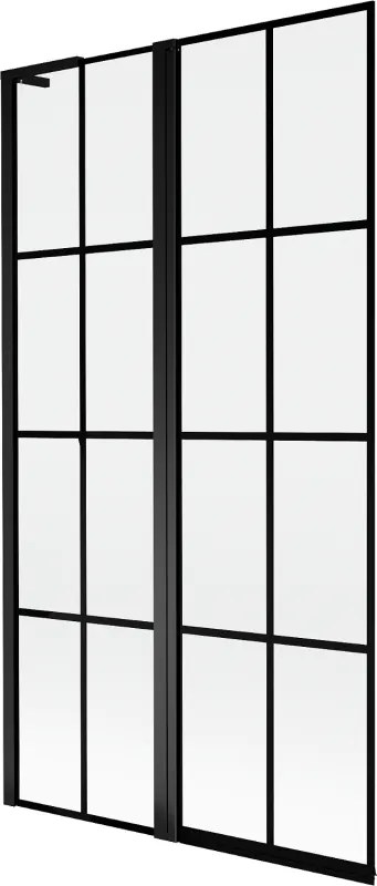 Mexen Mist L параван за вана, двукрилен, ляв, 100 x 150 см, черна решетка, черен - 8A9L-100-011-70-77-L