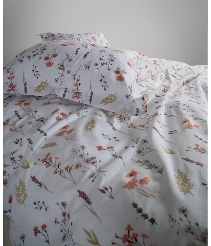 Бяло двойно удължено спално бельо от памук Renforcé 240x220 cm Floral Dance Autumn – Mila Home Luxury