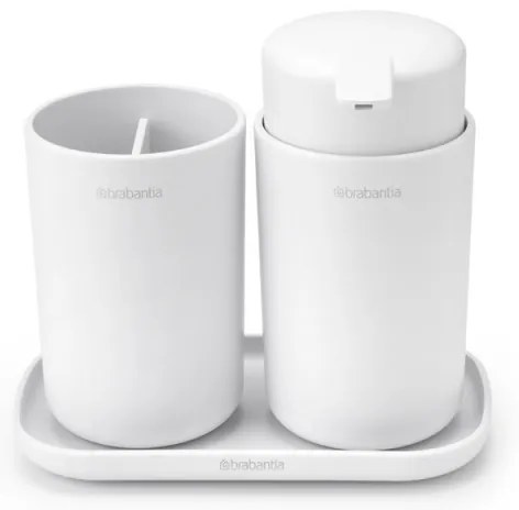 Комплект аксесоари за баня Brabantia ReNew 1003492, 3 части, 250 мл, Устойчиви на корозия, Бял