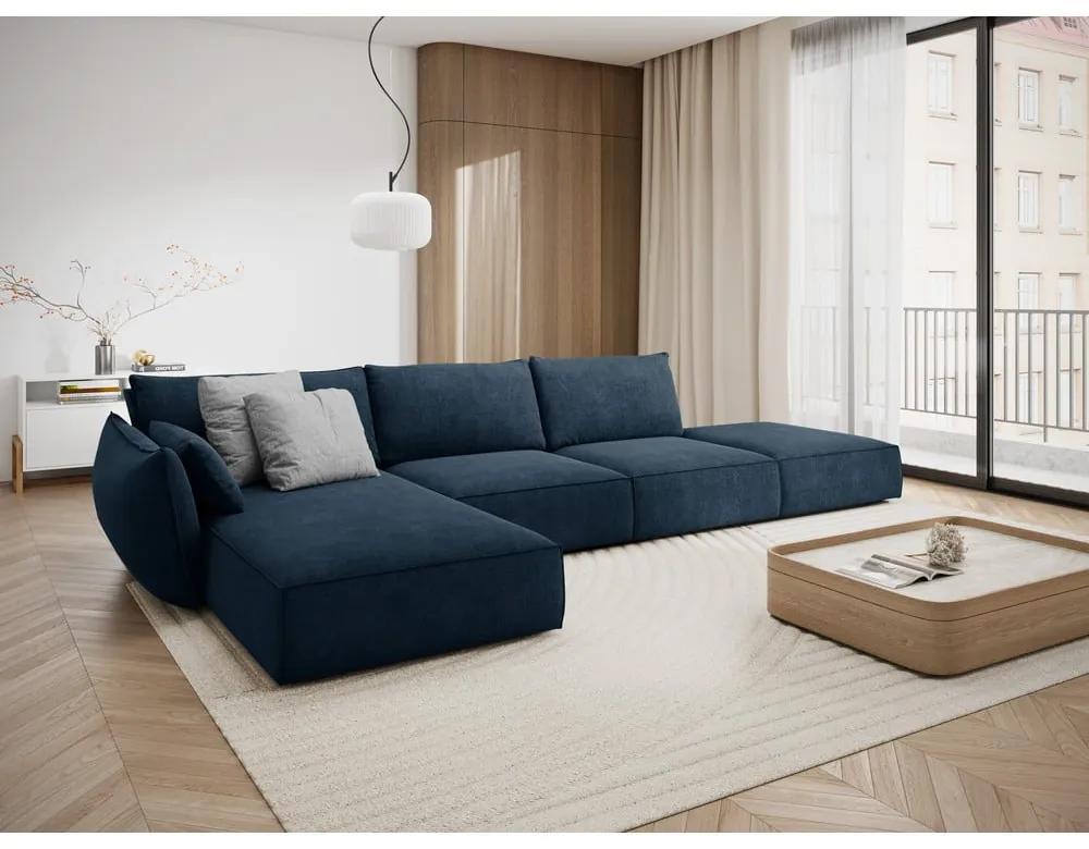 Тъмносин ъглов диван (ляв ъгъл) Vanda - Mazzini Sofas