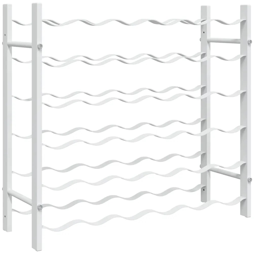 340910 vidaXL Стойка за вино за 36 бутилки, бяла, метална