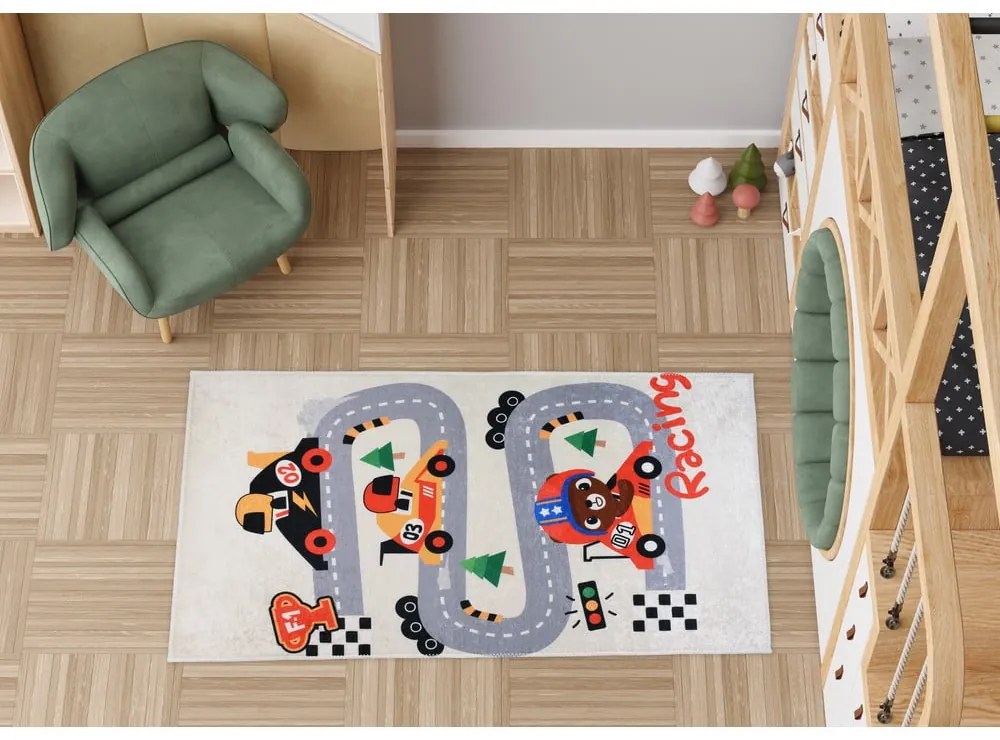 Детско килимче за игра подходящо за пране в цвят слонова кост 160x230 cm Race Time – Vitaus