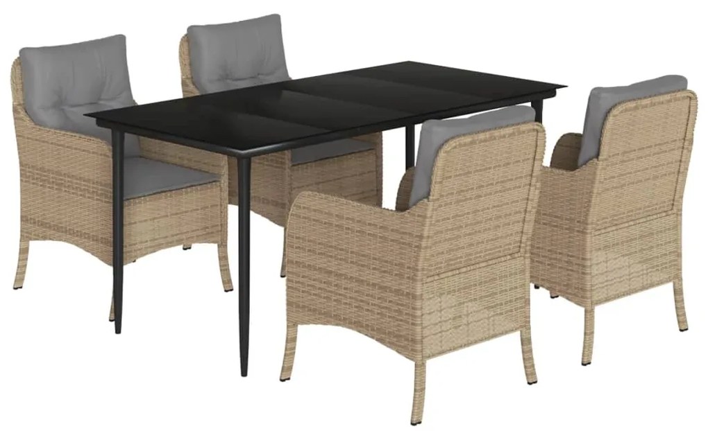 3211979 vidaXL Градински комплект с възглавници, 5 части, бежов полиратан