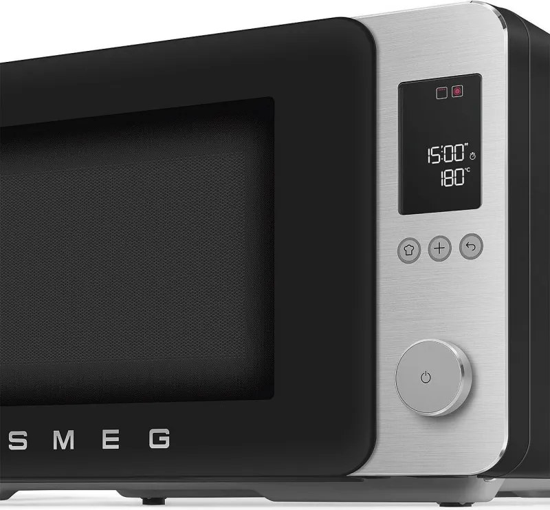 Комбинирана микровълнова фурна с горещ въздух SMEG Collezione MOC02BLMEU, 900W, 27 л, 25 програми, Плавно затваряне, Индивидуални настройки, Черен мат
