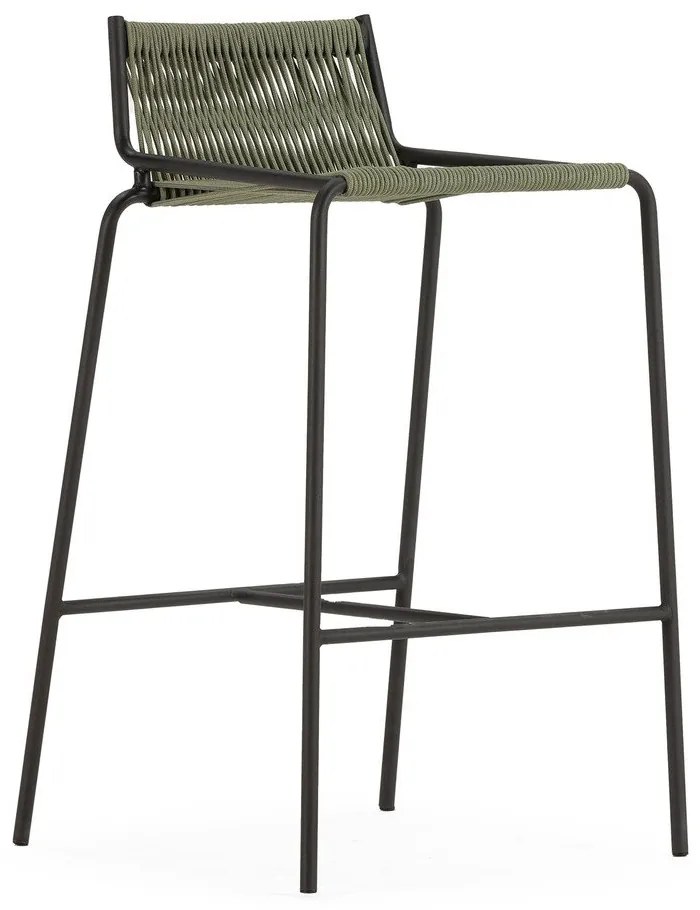 Зелен метален бар стол (височина на седалката 65 cm) Emily – Marckeric