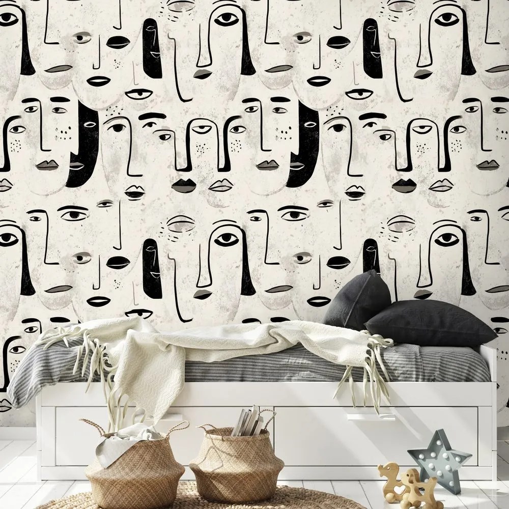 Тапет – Абстрактни черно-бели лица