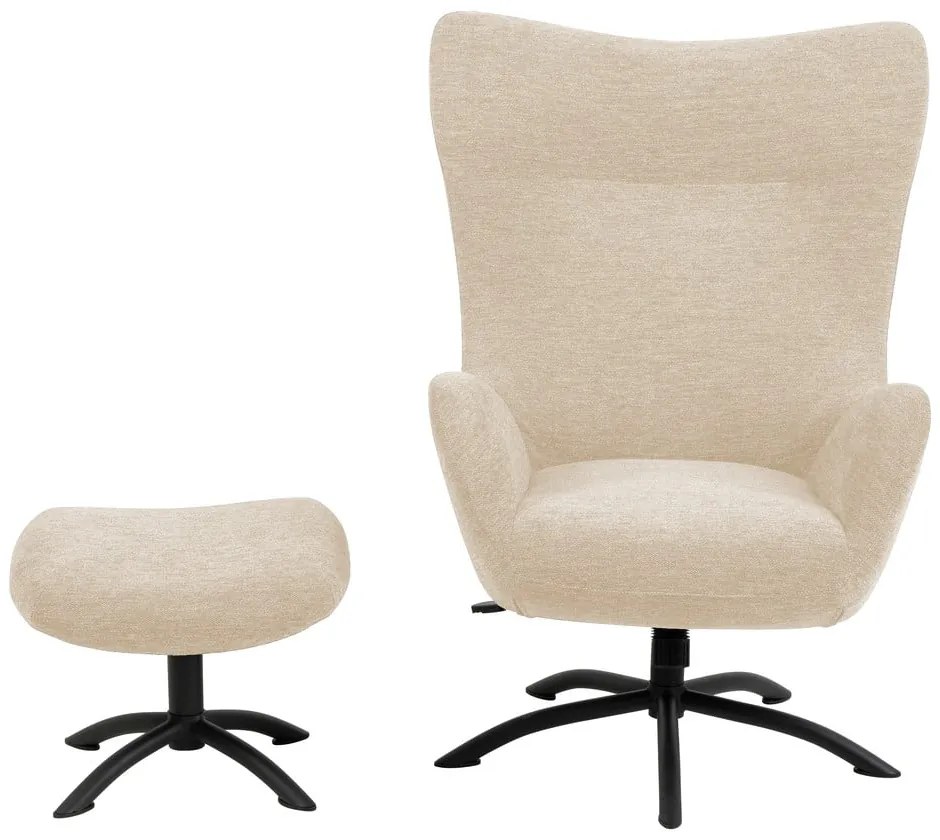 Комплект от кремави и бели уши и табуретка за крака Talgarth - Actona