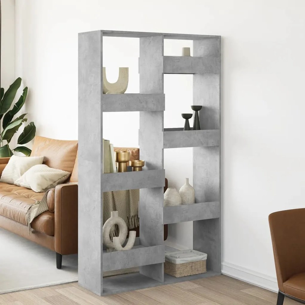 3309576 vidaXL Разделител за стая, бетонно сив, 100x33x175 см, инженерно дърво