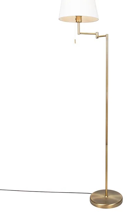 Класическа подова лампа бронз с регулируем бял абажур - Ladas Fix
