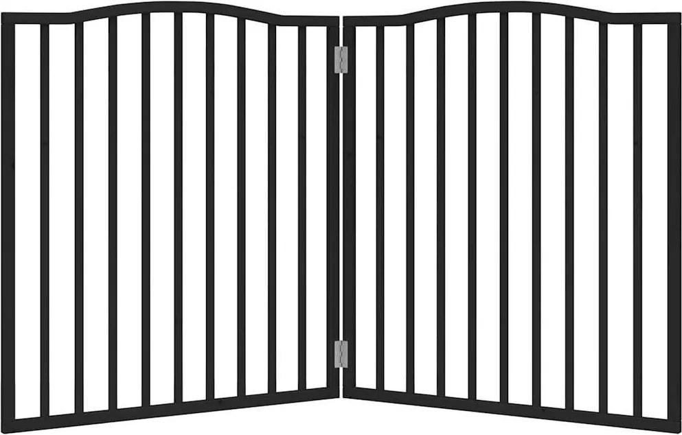 Сгъваема преграда за кучета 2 панела черна 160 см топола