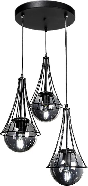 Chavi E27 метален тройно таванен светлинен източник в черен цвят 40x40x90см.