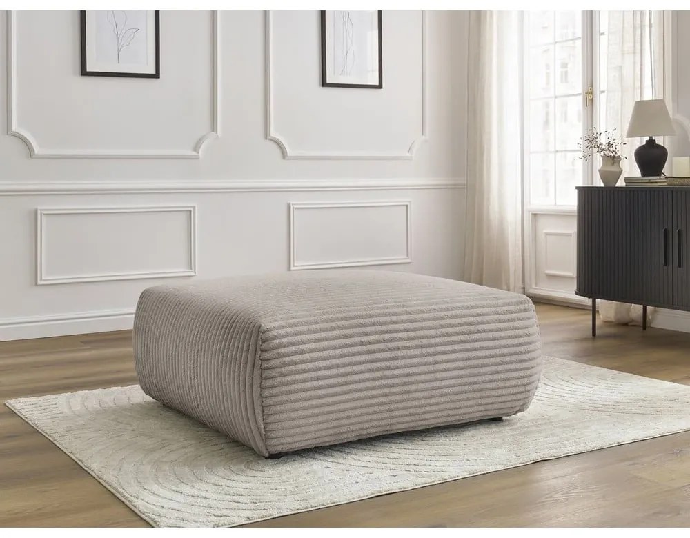 Светлосиво-бежова табуретка от рипсено кадифе Lucien – Bobochic Paris