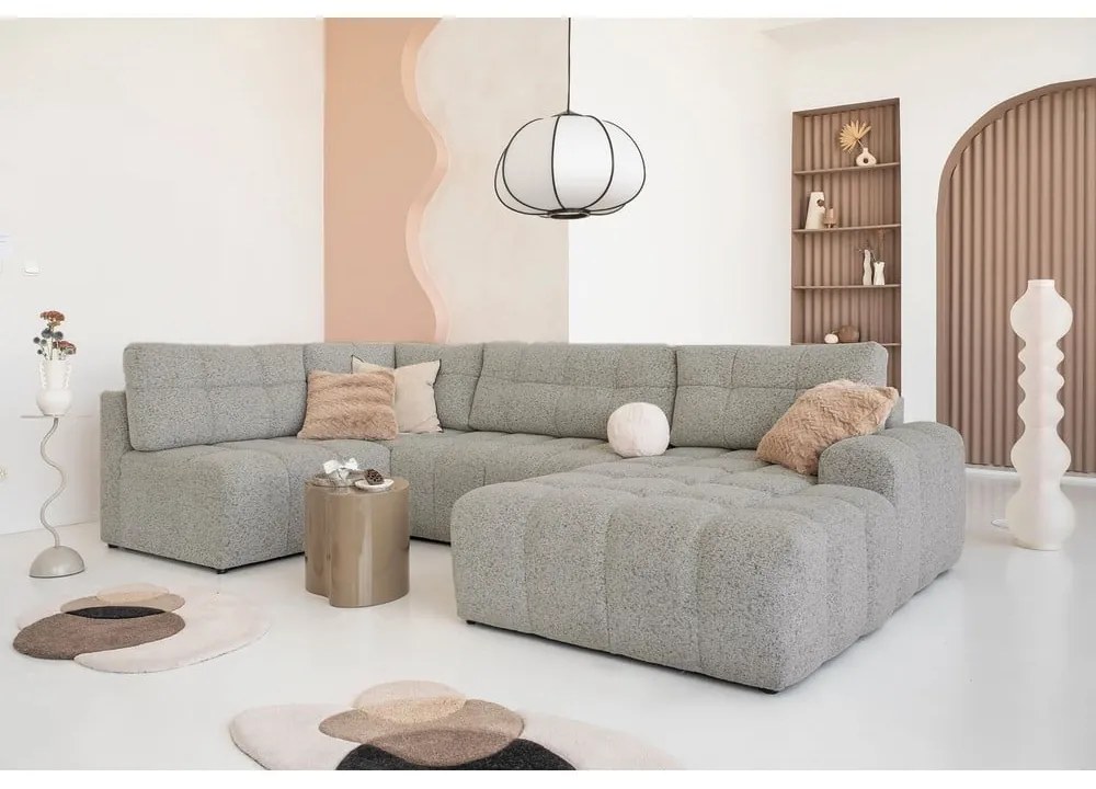 Светлокафяв разтегателен модулен ъглов диван с място за съхранение (ляв ъгъл) Lulu – Miuform