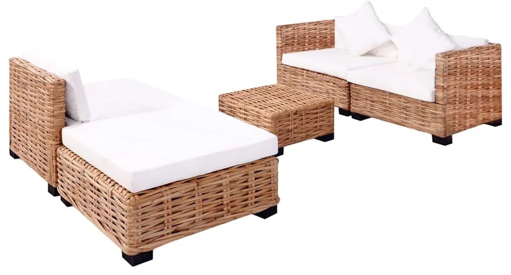244626 vidaXL Комплект мека мебел, 14 части, естествен ратан