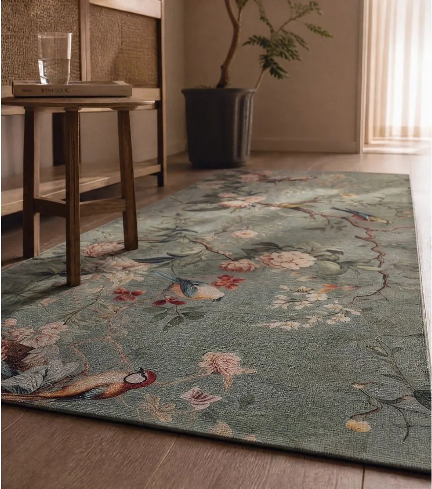 Светлозелена пътека подходяща за пране 52x200 cm Ricci Monet – Universal