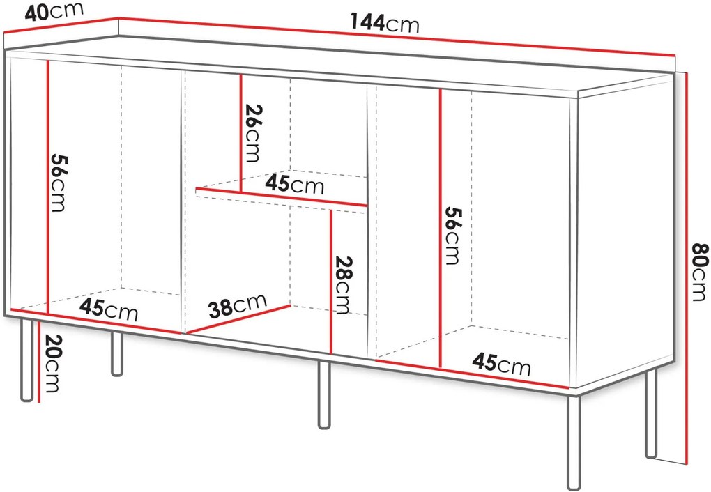 Буфет Inserto 150 3D-Черно