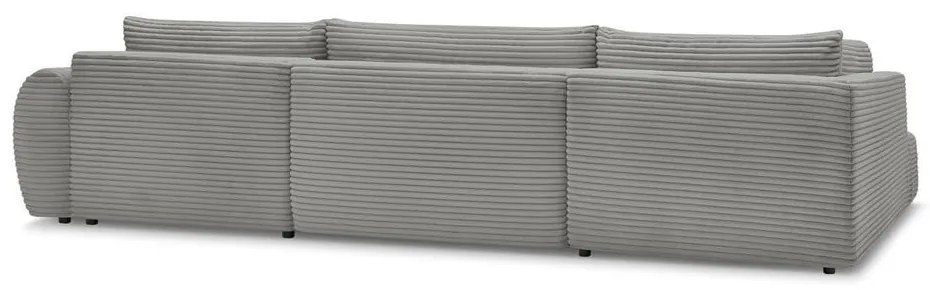 Тъмносив сгъваем/с място за съхранение ъглов диван от рипсено кадифе (ляв ъгъл/U форма) Lucien – Bobochic Paris