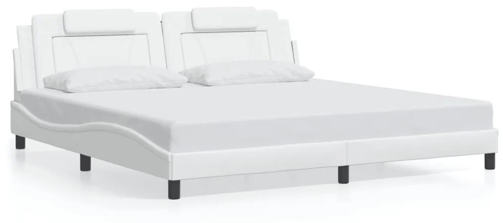 3208118 vidaXL Рамка за легло Viana без матрак, бяла, 200x200 см, изкуствена кожа