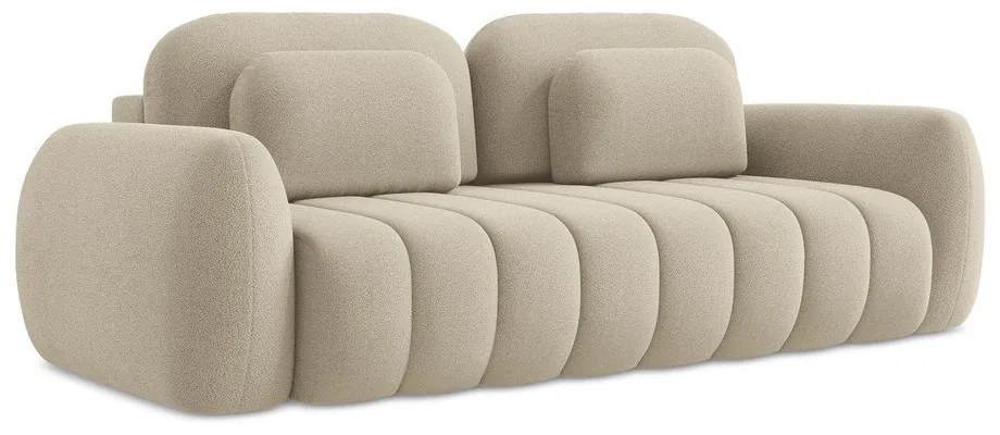 Светлокафяв разтегателен диван с място за съхранение от букле 266 cm Pele – Makamii