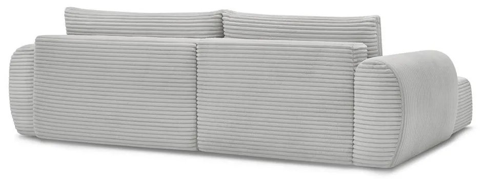 Светлосив разтегателен ъглов диван от рипсено кадифе (ляв ъгъл) Lucien – Bobochic Paris