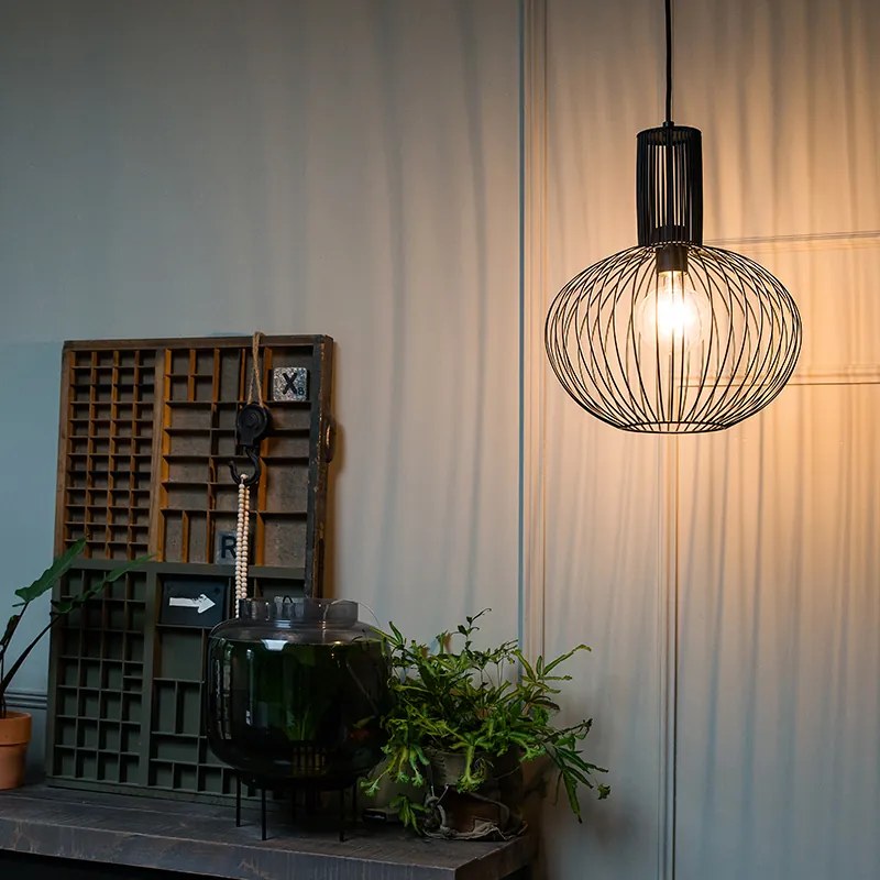 Дизайнерски висящ аплик черен - Wire Bake