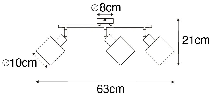 Стъклен таванен прожектор с бял абажур 3-светлина регулируем - Hetta