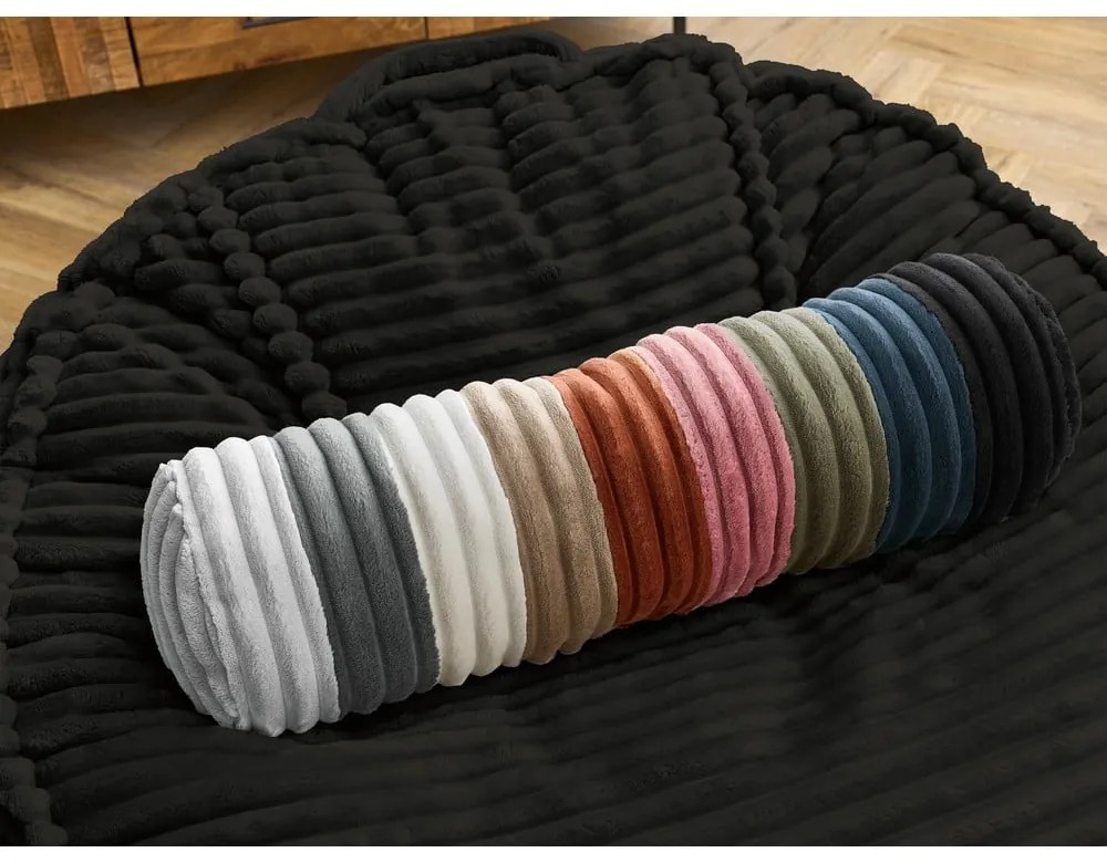 Черен пуф от рипсено кадифе Socrate – Bobochic Paris