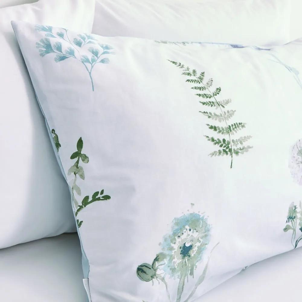 Бяло и синьо спално бельо от египетски памук , 200 x 200 cm Meadow Flowers - Bianca