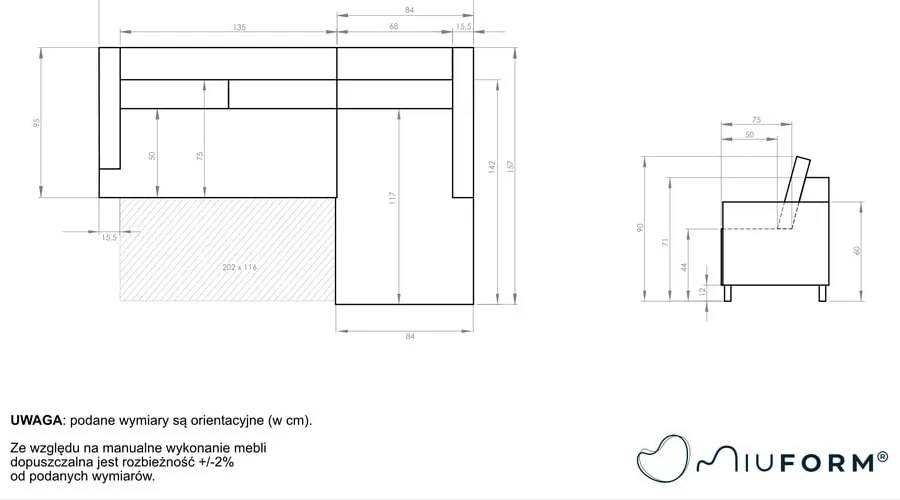 Бежов ъглов разтегателен диван, ляв ъгъл Scandic Lagom - Miuform