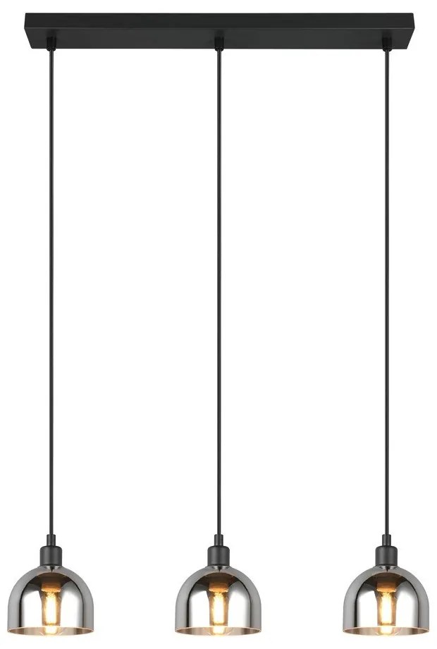 Черно-сребристо висящо осветително тяло със стъклен абажур Molly – Reality