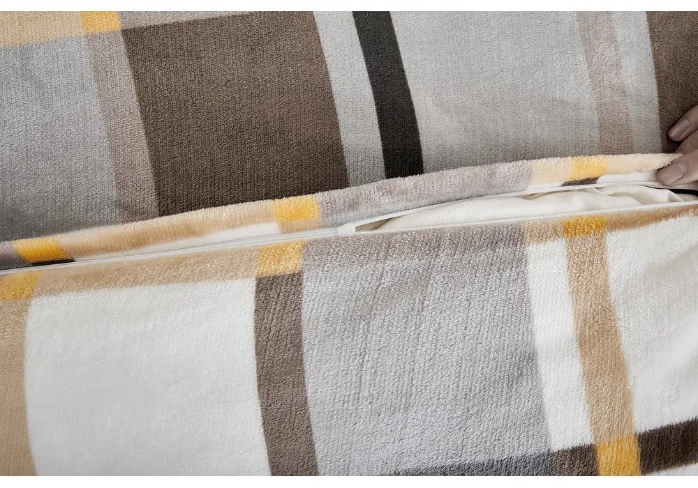 Сиво-кафяво единично спално бельо от микроплюш 140x200 cm – My House