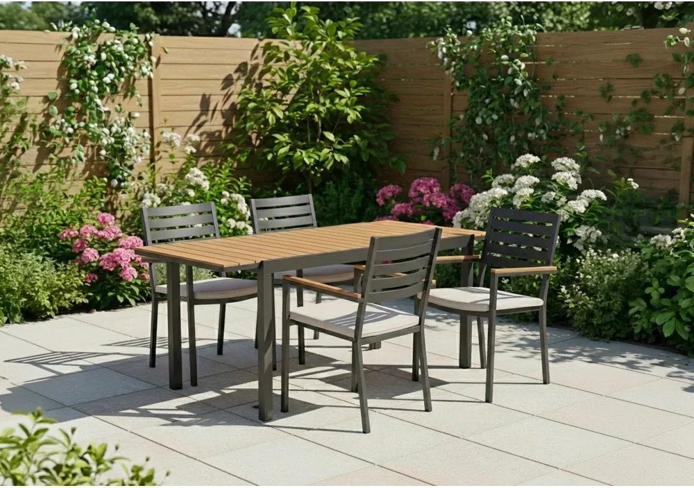 Антрацитни градински столове в комплект от 4 бр. метални Henna – Bizzotto