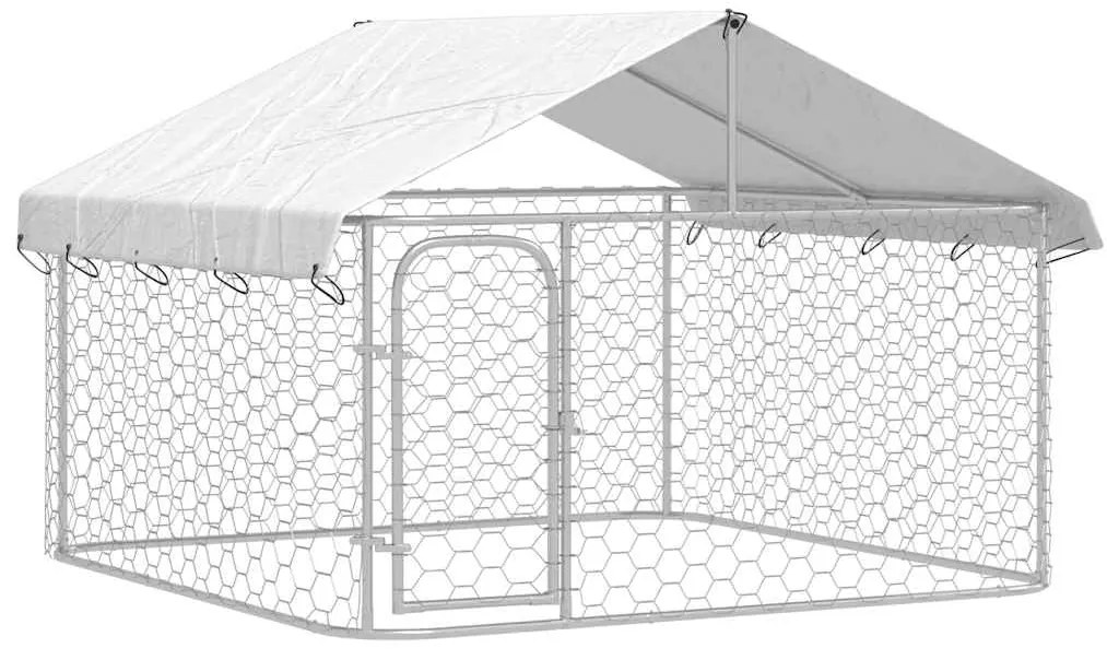 171498 vidaXL Дворна клетка за кучета с покрив, 200x200x150 см