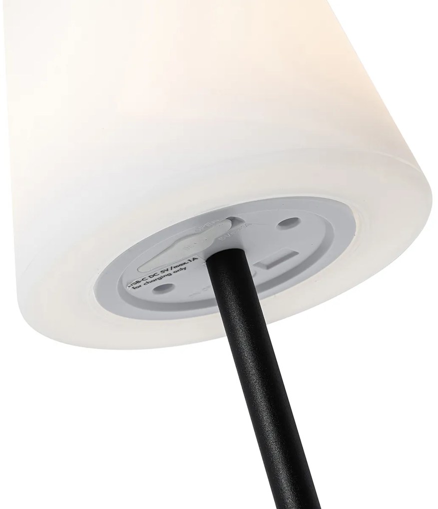 Настолна лампа черна акумулаторна с LED и димер IP54 - Jude