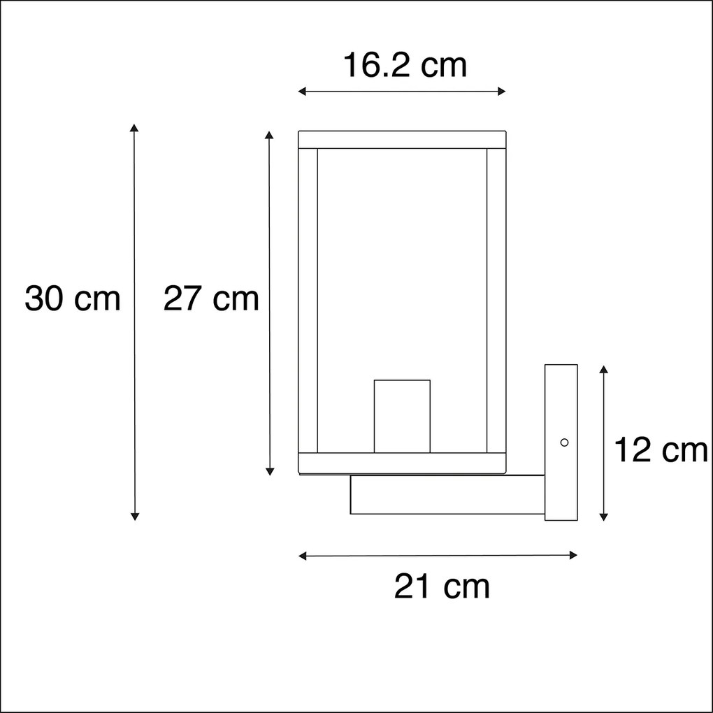 Умна външна лампа черна със стъкло с Wifi ST64 - Ротердам