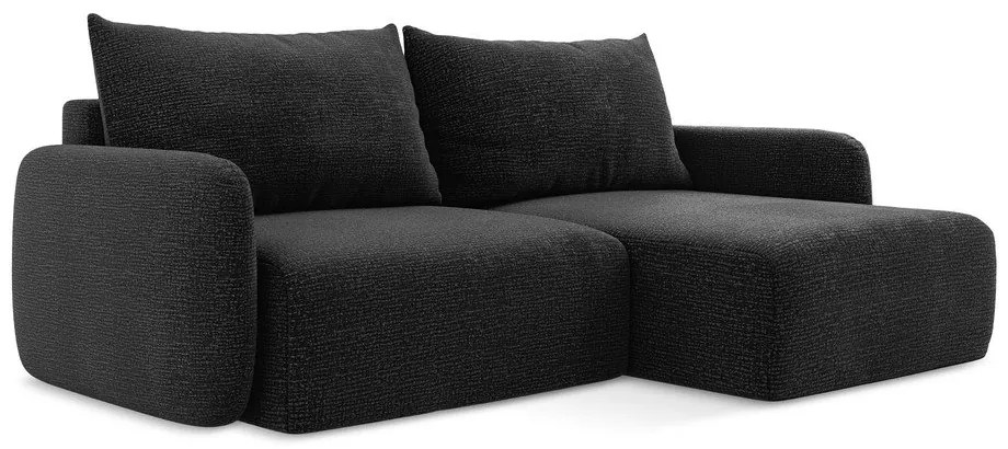 Черен разтегателен ъглов диван с място за съхранение (десен ъгъл) Kalena – Makamii