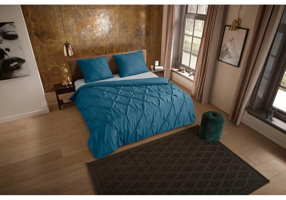Двойно удължено спално бельо от микрофибър в петролен цвят 200x220 cm Pure Elegance – Good Morning