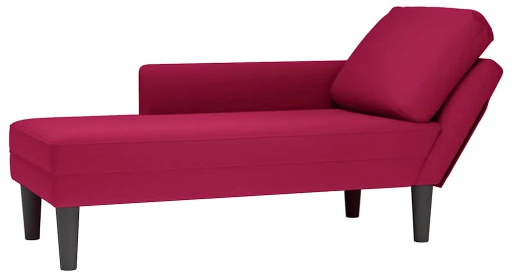 4009811 vidaXL Кушетка с възглавница и десен подлакътник, виненочервен, кадифе