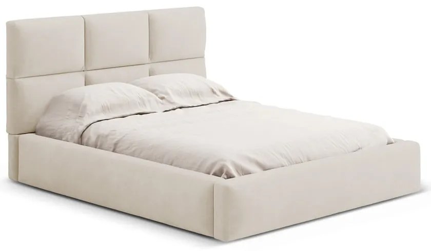 Бежово двойно легло 200x200 cm тапицирано с място за съхранение с включена подматрачна рамка Libera – Windsor & Co Sofas