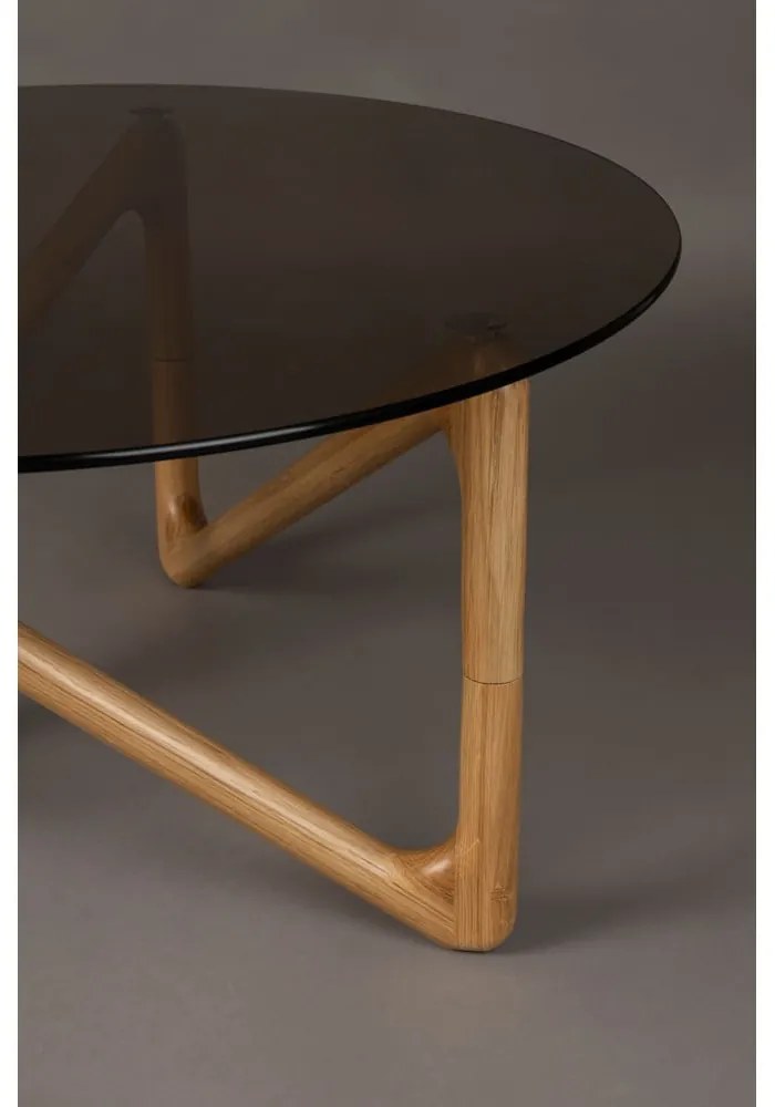 Кръгла масичка за кафе със стъклен плот в естествен цвят ø 80 cm Naia – Dutchbone