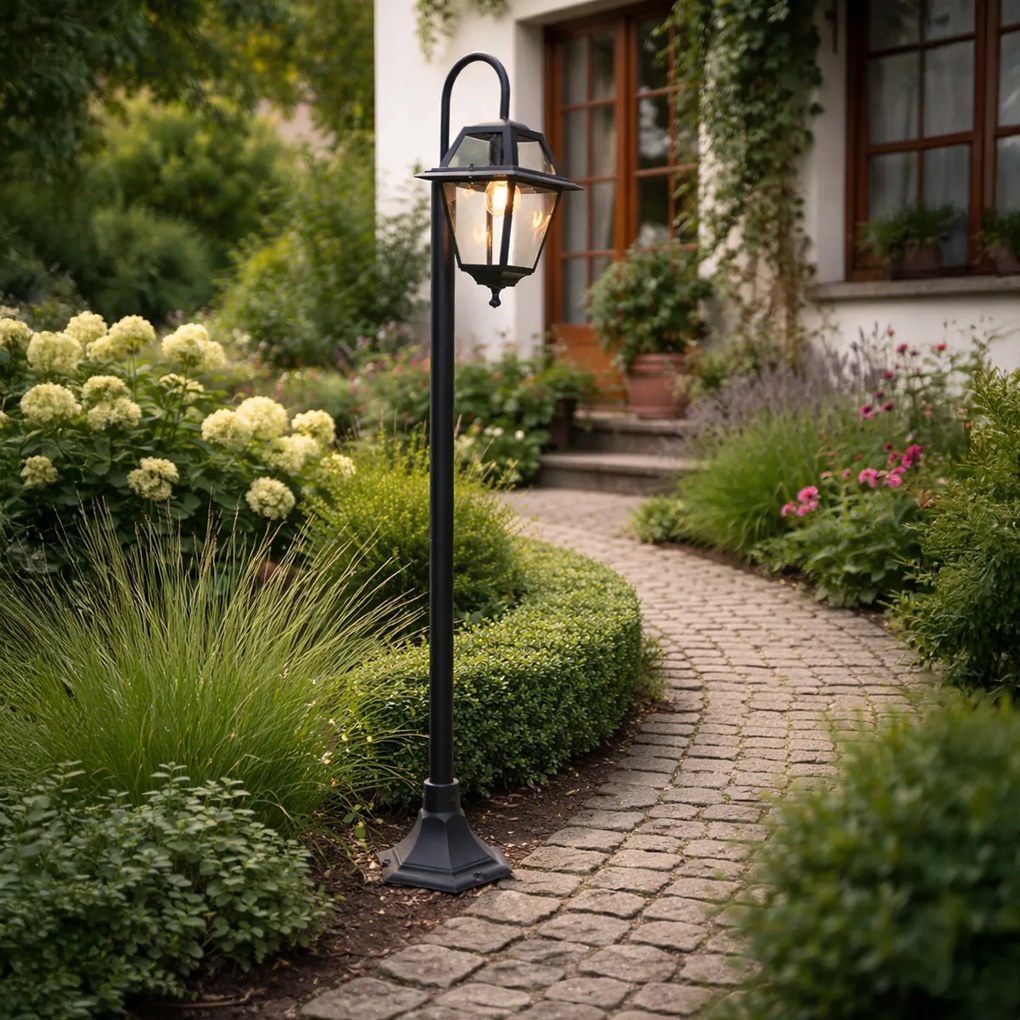 Класически външен фенер черен 135 см IP44 - Berta