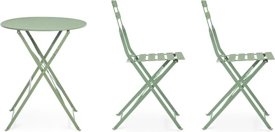 Светлозелен стоманен градински комплект за хранене за 2 Austin – Bizzotto