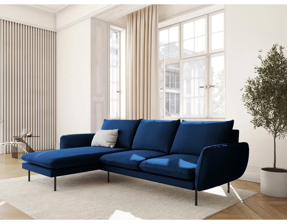 Ъглов диван от синьо кадифе (ляв ъгъл) Vienna - Cosmopolitan Design