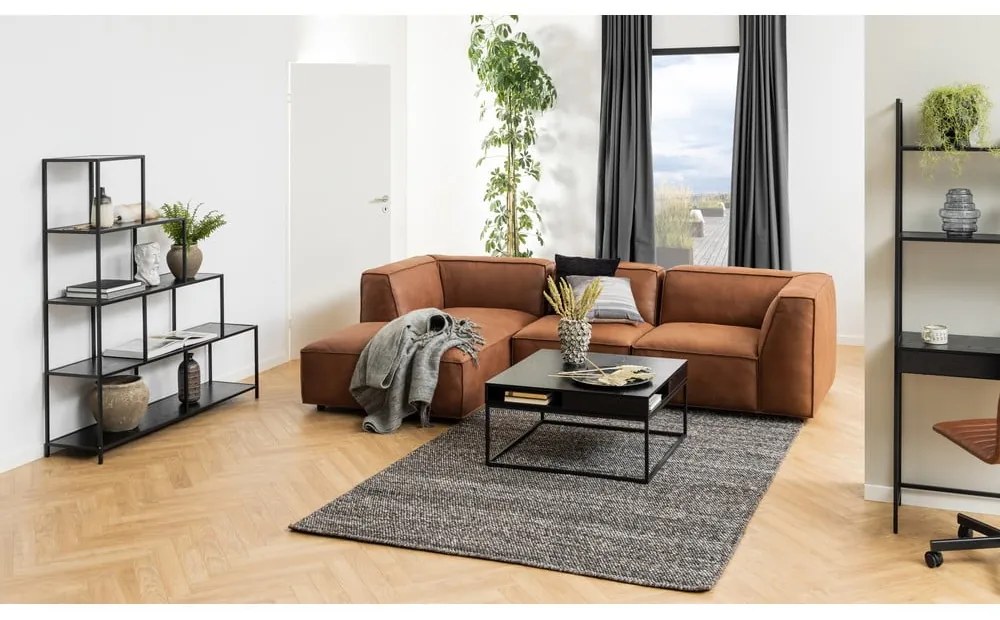 Ъглов диван от рециклирана кожа в цвят коняк, десен ъгъл, 282 см Fairfield - Bonami Selection