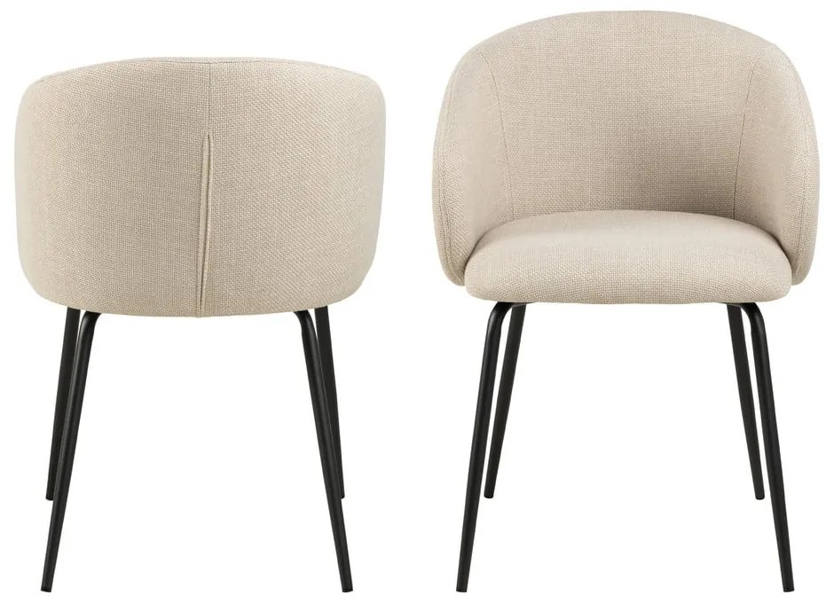Кремави тапицирани трапезни столове в комплект 2 бр. Eleanor – Actona