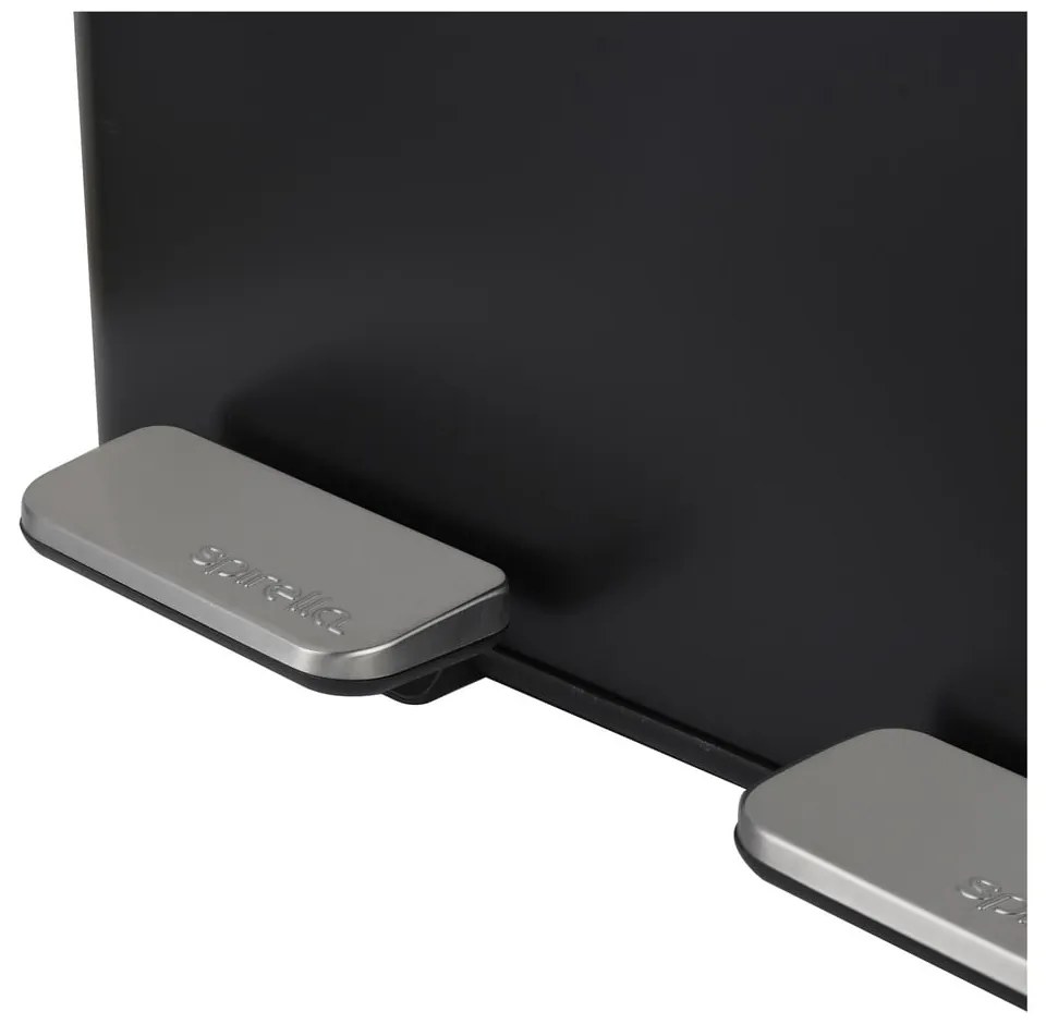 Матово черно стоманено кошче за боклук 2x30 l за рециклиране с педал Aliya – Spirella