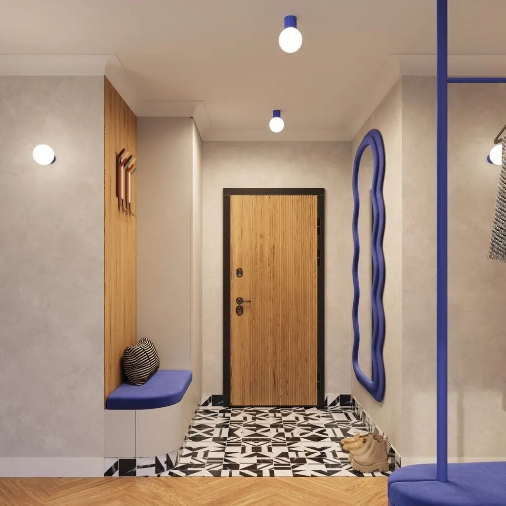 Синьо осветително тяло за таван със стъклен абажур ø 12 cm Orbital – Sollux