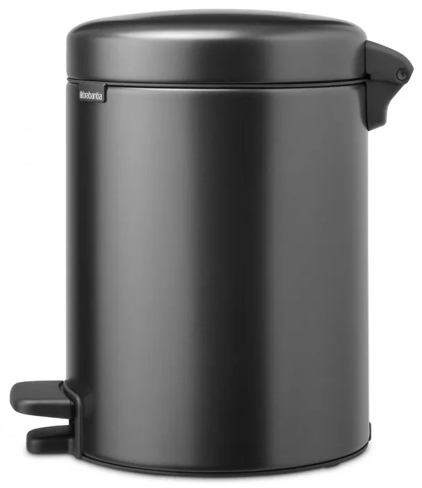 Кош за боклук с педал Brabantia NewIcon 1008838, 5 л, Плавно затваряне, Противоплъзгаща основа, Тъмносив